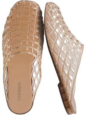 Women's Mocha Lab Jelly Flats Closed Toe Slip On No Heel Plastic Comfort Shoes